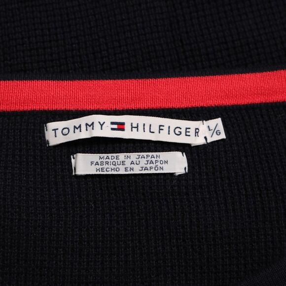 Tommy Hilfiger Navy Waffle Knit Pencil Skirt Y2K Pull On Cotton Retro Size L - Picture 6 of 10